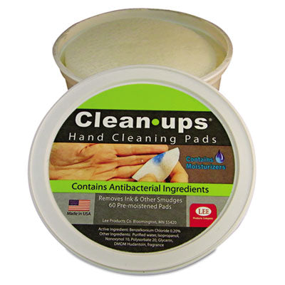 LEE Clean-Ups™ Hand Cleaning Pads, Cloth, 3 dia, 60/Tub