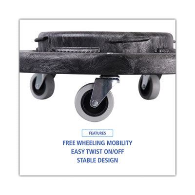 Boardwalk® Refuse Container Utility Dolly, 300 lb Capacity, 22 Diameter, Gray