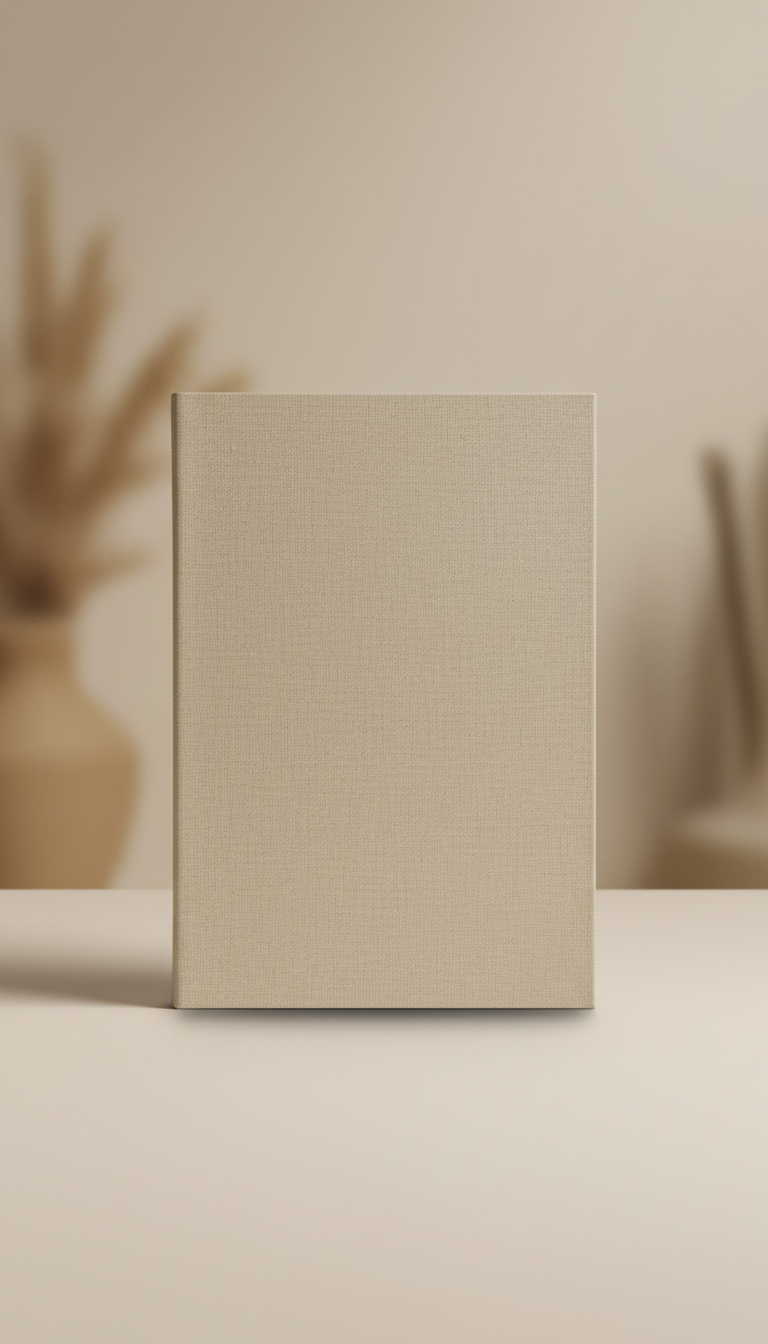 Heavyweight linen notebook in sand tone